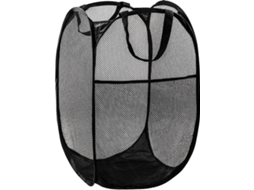 Cesto de Roupa Suja Dobrável em Malha Respirável com Capacidade para 36** 60cm, Cor Preta BRILVIBERA