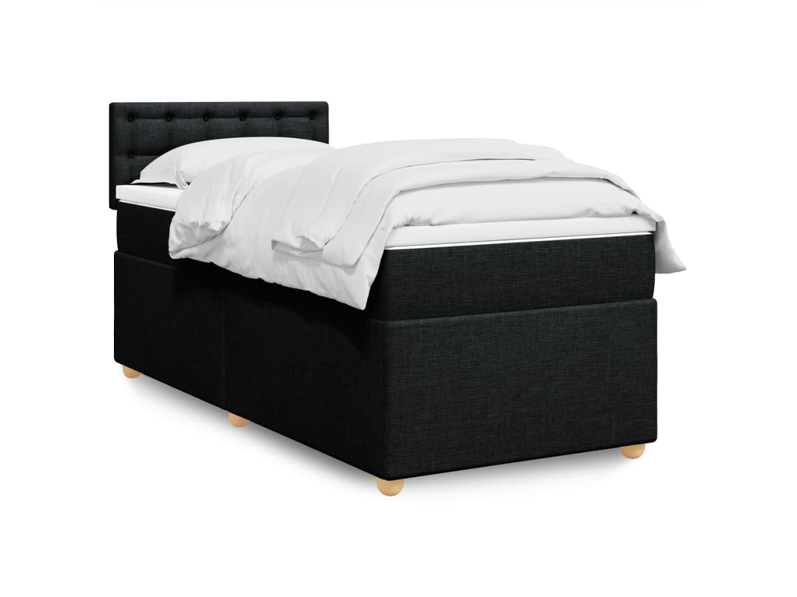 Vidaxl Cama com Molas/colchão 90x190 Cm Tecido Preto