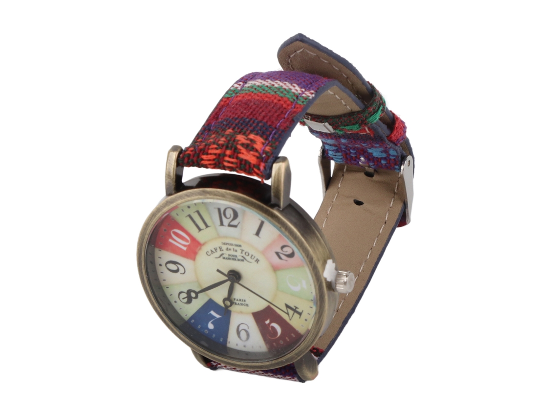 Relógio feminino WalshLXq Hippie Boho Multicolorido em Latão e Couro PU, Estilo Boêmio, Ideal para Presente de Aniversário, Azul