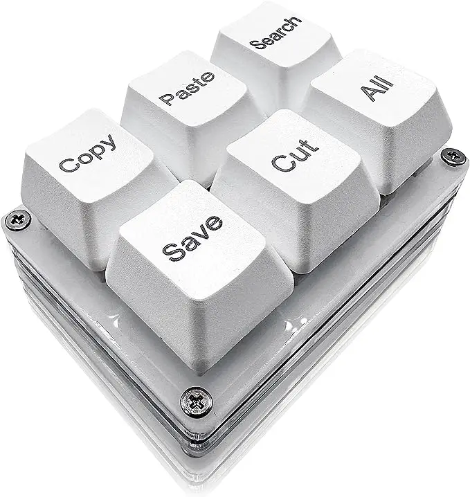 Teclado De 6 Teclas Para Copiar, Colar, Pesquisar, Salvar E Recortar, Ideal Para Uso Com Uma Só Mão.