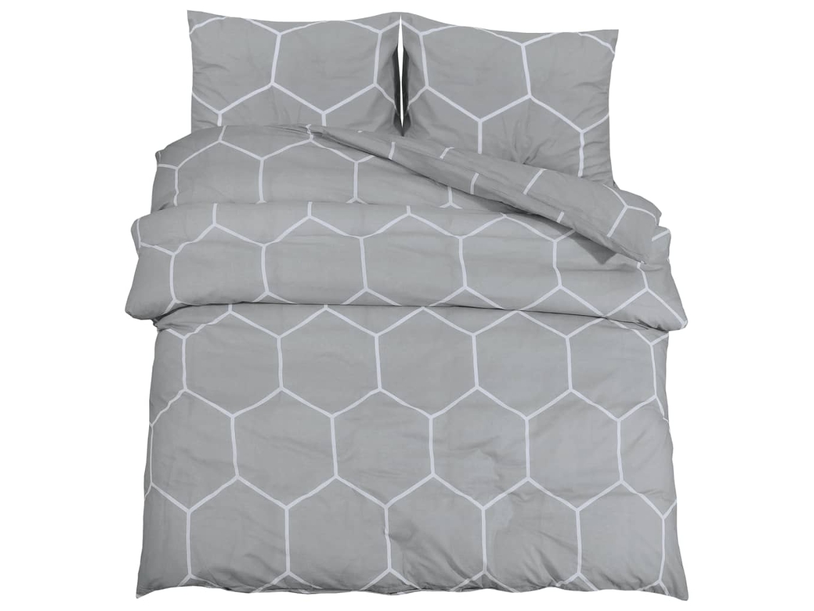 Duvet Cover Set, Duvet Cover Sets Vidaxl Cinzeto Algodão (135 X 200 Cm + 80 X 80 Cm)