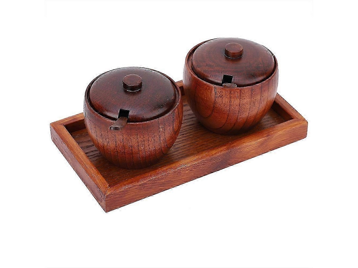 Pote Para Temperos Jogo 2 Peças Madeira Cozinha