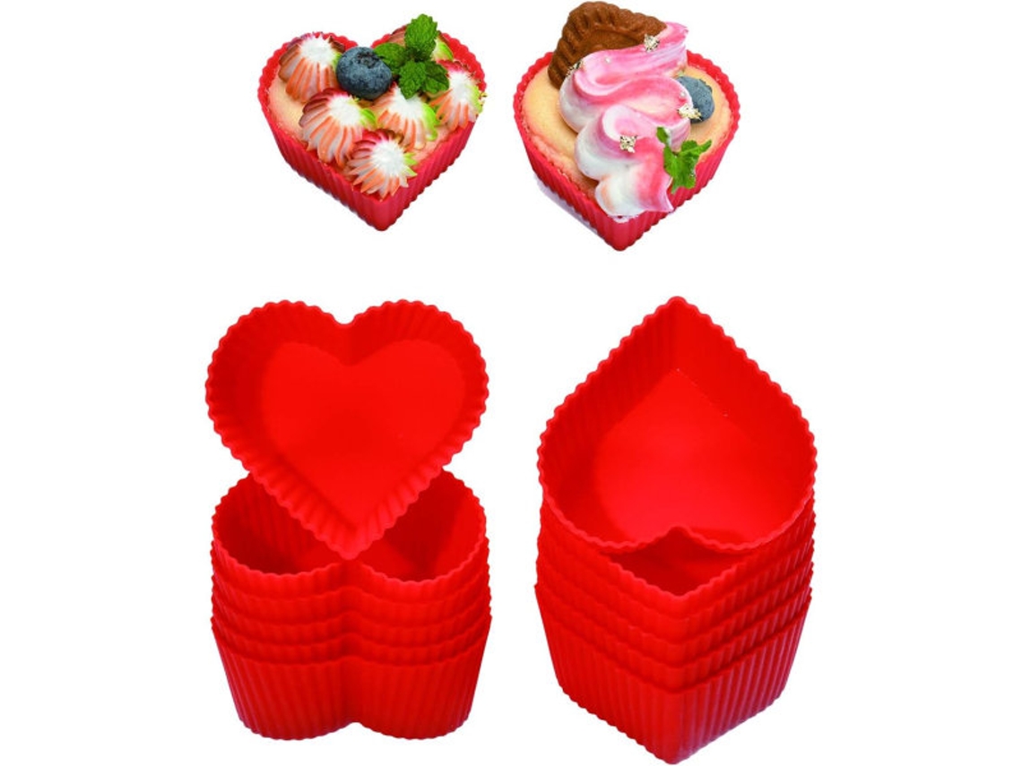 Conjunto De 12 Forminhas Silicone Para Assar, Papel, Bolo, Antiaderentes, Muffin, Corações