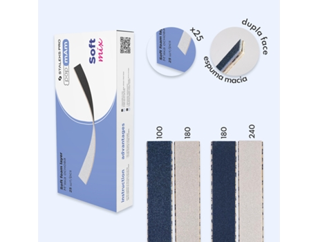 Lixa Descartável De Dupla Face Papmam Staleks Soft Mix Expert 20 (espuma Macia)