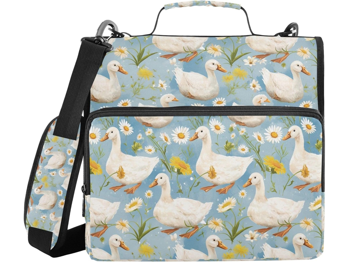 Pasta Organizadora Com Estampa Floral Aquarela De Pato Fazenda, Alça De Ombro E Mão, Vários Bolsos De 3, 8cm, 3 Estojos