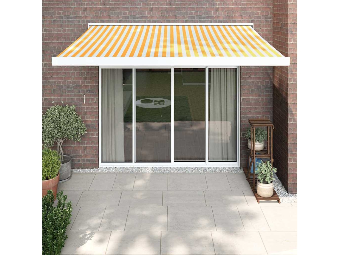 Vidaxl Toldo Retrátil 3x2,5 M Tecido E Alumínio Amarelo E Branco