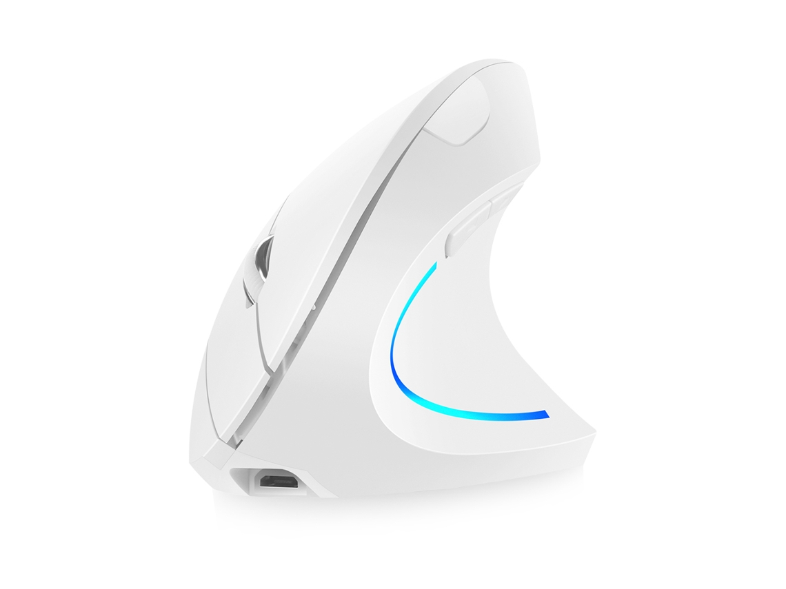 Mouse Vertical Sem Fio 2.4g (branco), Recarregável, Com 3 Níveis De Dpi Ajustáveis E Retroiluminação Rgb.