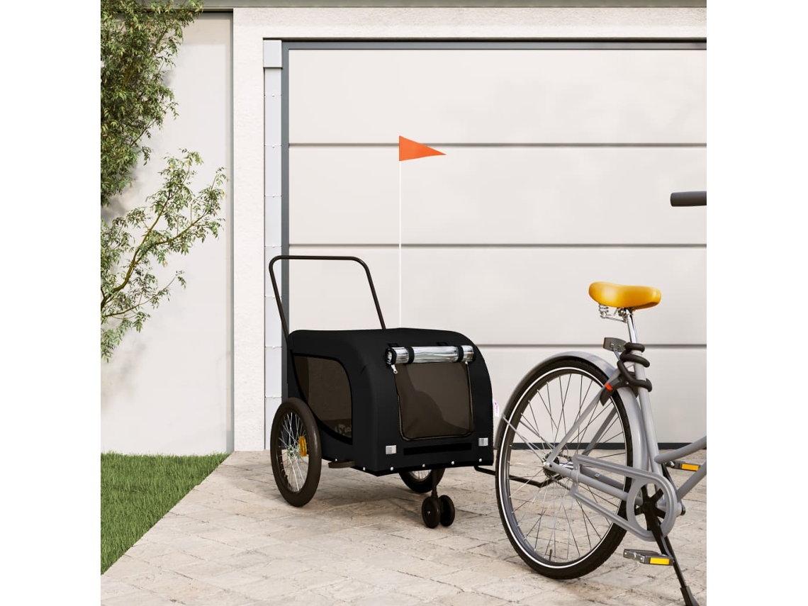 Vidaxl Reboque Bicicleta P/ Animais Tecido Oxford/ferro Preto