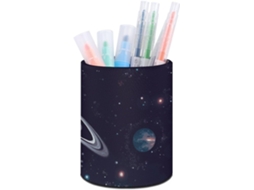 Porta Canetas de Couro para Computador, Organizador Redondo com Decoração Galáxia, Porta Pinceis de Maquiagem