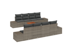 Conjunto 9 Conjunto De Sofá De Jardim Vidaxl Cinzento Vime Pe (294 X 62 X 69 Cm)