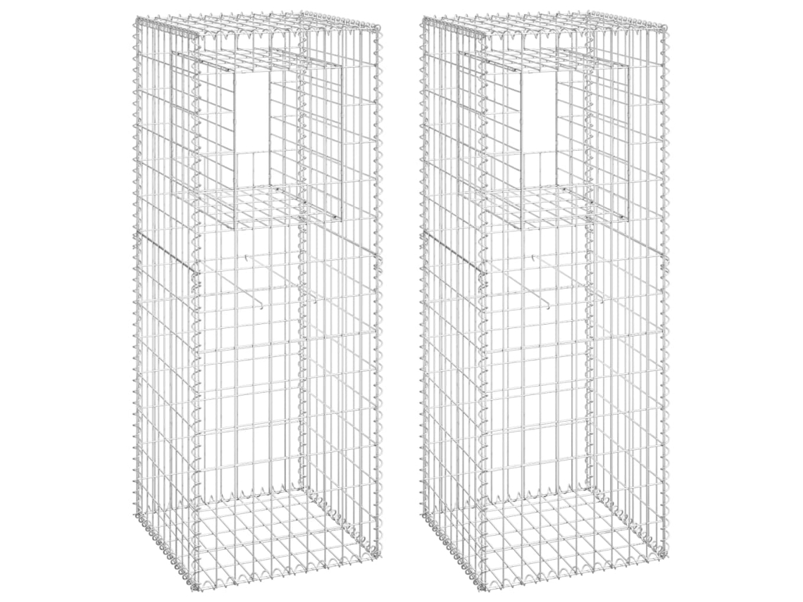 vidaXL Postes/cestos gabião 2 pcs 50x50x140 cm ferro