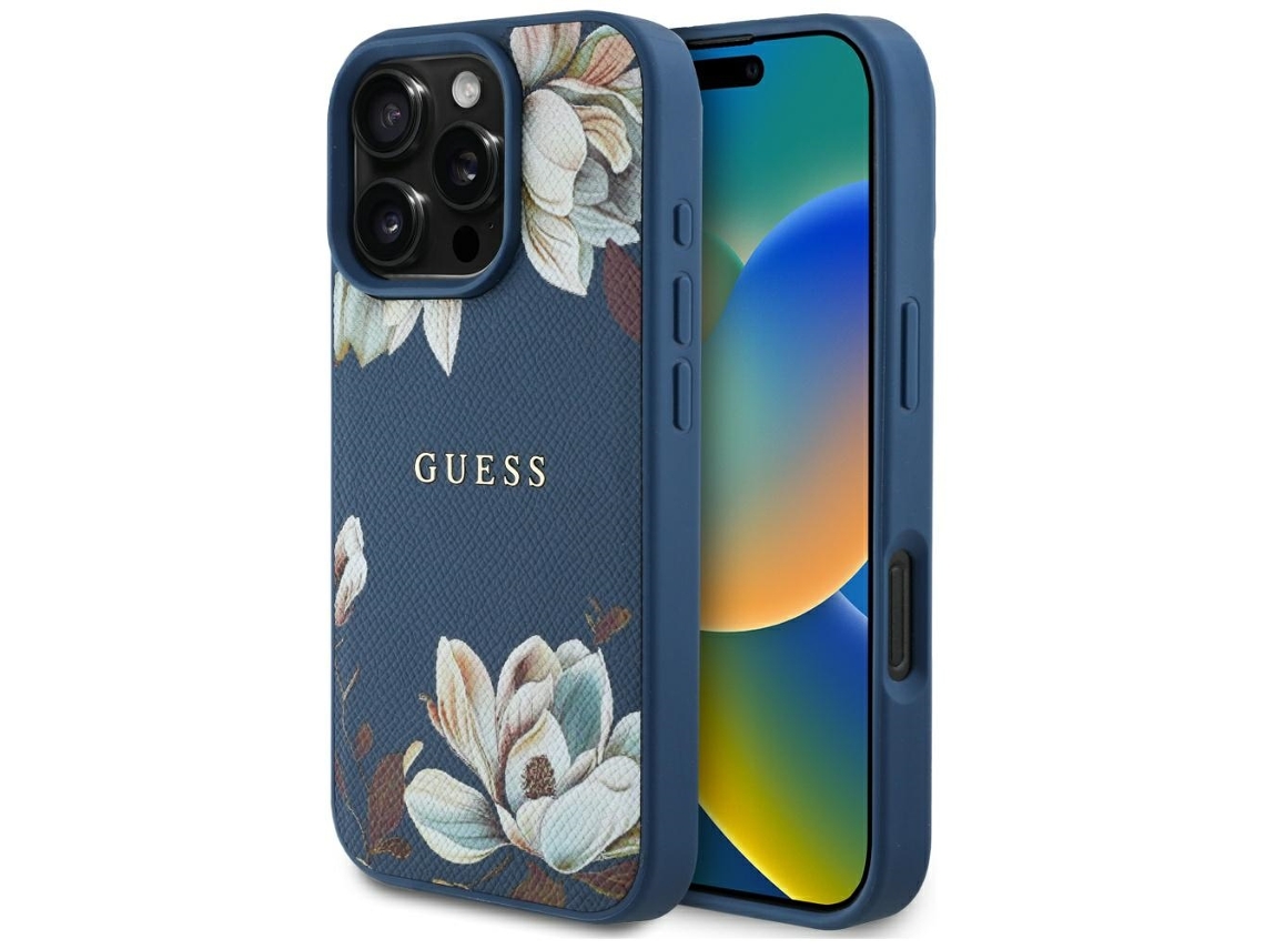 Capa Guess Para Iphone 16 Pro Max Para Magsafe Tpu Com Estampa De Flores