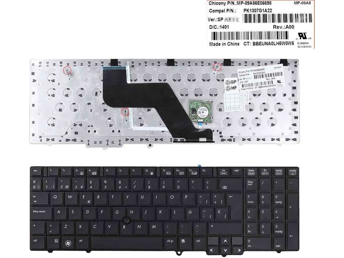 Teclado HP Elitebook 8540W Preto com Pointstick