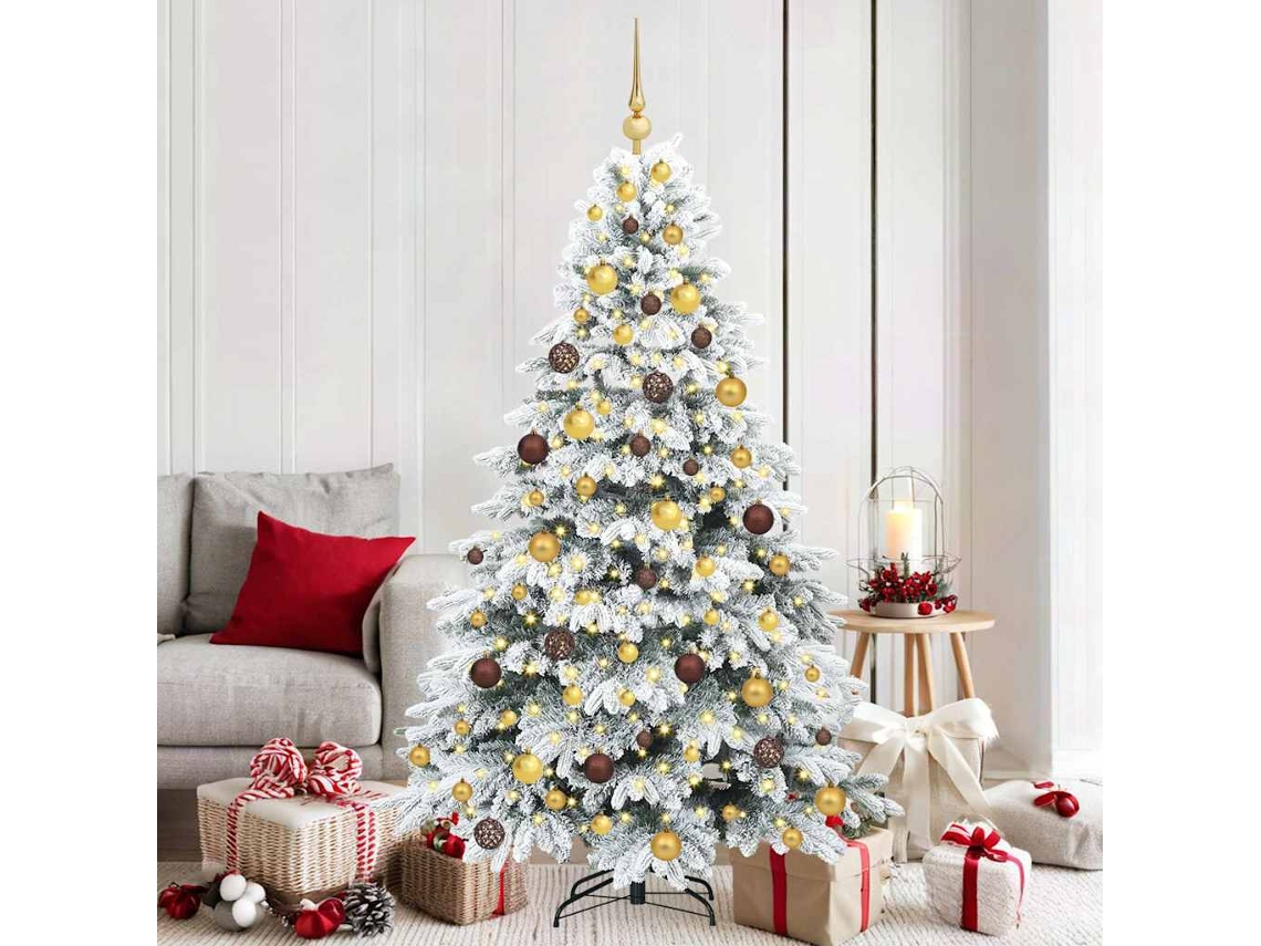 Vidaxl Árvore De Natal Artificial Com 300 Leds Branco 180 Cm Pe E Pvc