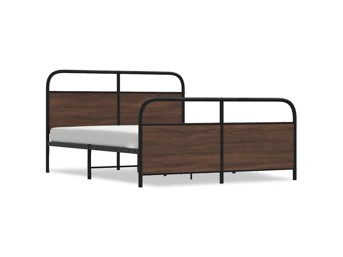 Bed Frame, Bed Frames Vidaxl Marrom Aço (150 X 200 Cm)