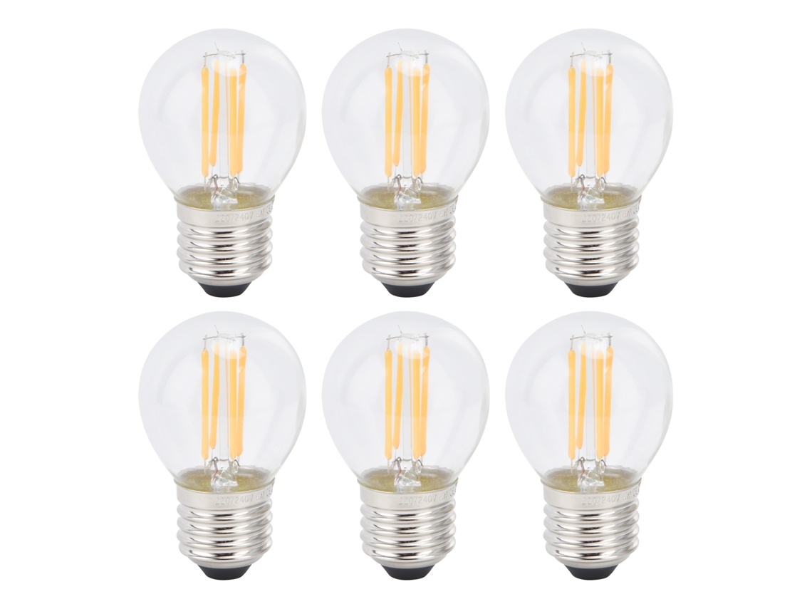 Conjunto de 6 Lâmpadas Led G45 E27 com Filamento de Vidro Transparente CHABERLU