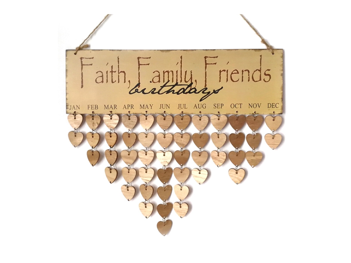 Placa De Madera Con Letras "faith Family Friends" Para Colgar