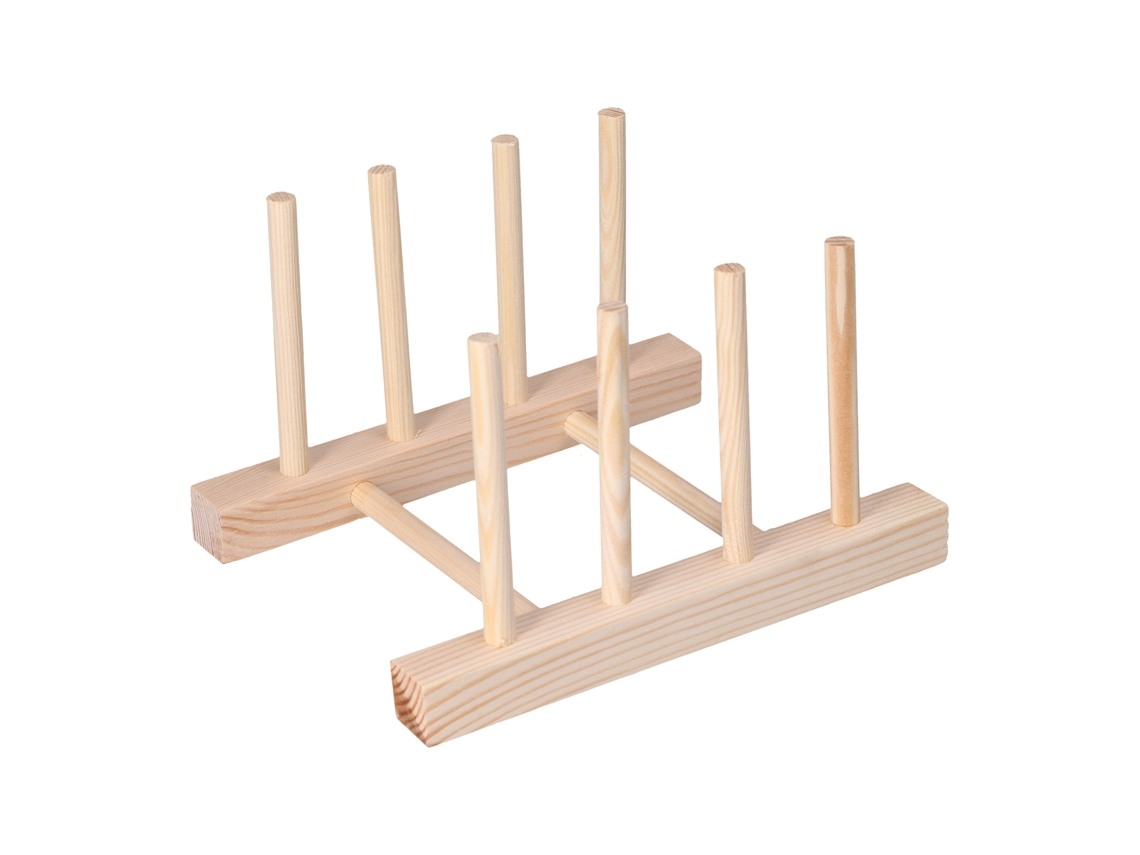 Rack de Pratos de Bambu Leve com 3 Grelhas, 18cm
