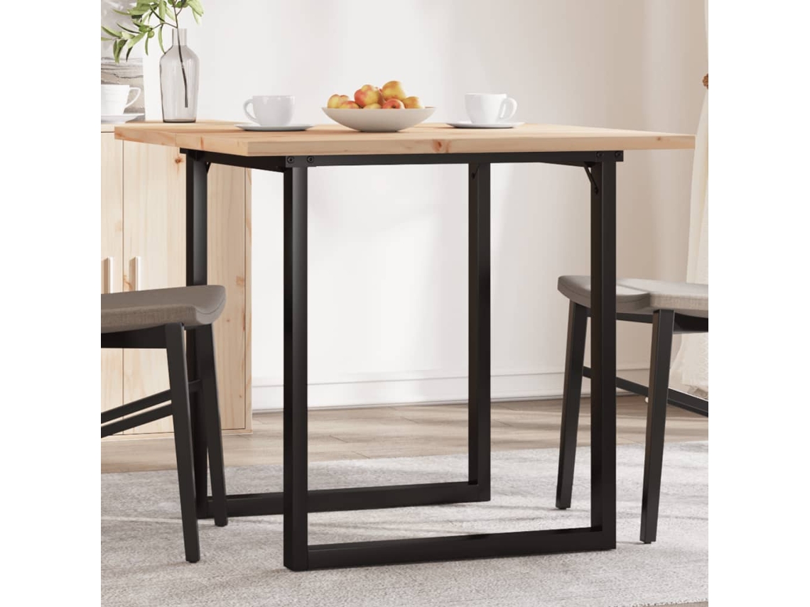 Vidaxl Mesa De Jantar Estrutura Em O 80x80x75,5 Cm Pinho/aço