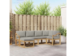 Vidaxl Conjunto De Sofás Para Exterior 6 Pcs Branco E Cinzento-claro