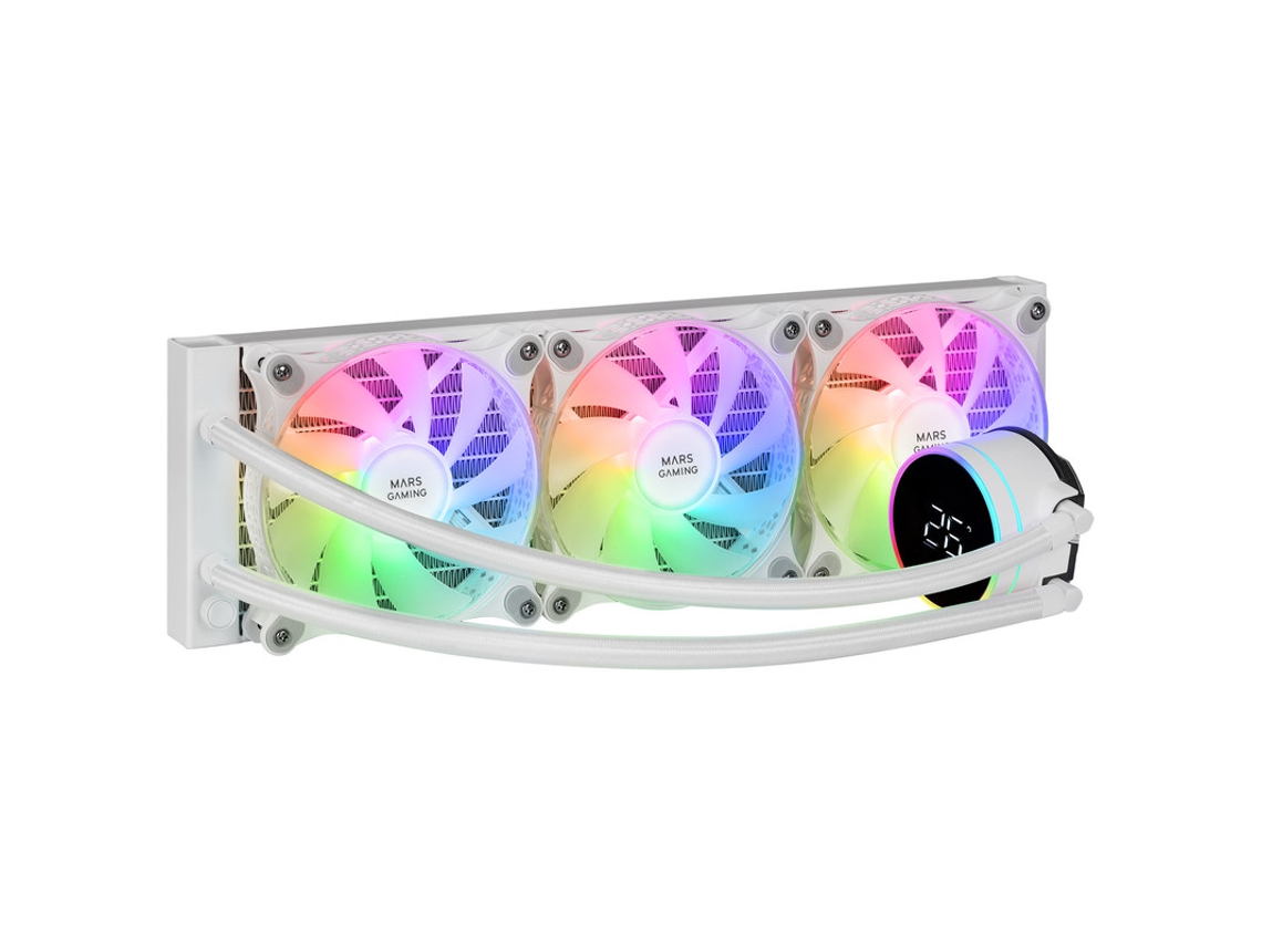 Refrigeração Líquida Aio Tdp 600W MARS GAMING Ml-Lcd360 3X Ventoinha Fdb Argb Tela Lcd Branco