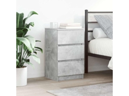 Vidaxl Mesa De Cabeceira Com 3 Gavetas 39x35x65 Cm Cinzento Cimento
