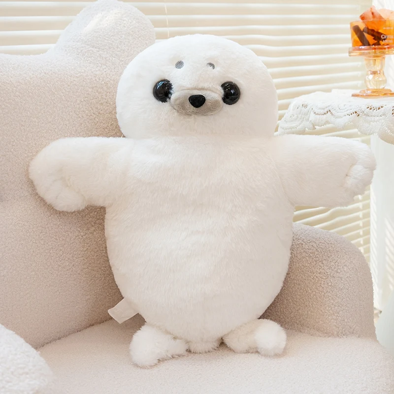 Foca de Pelúcia Realista de Desenho Animado, Animal Marinho MDUG (branco, 45cm)