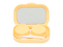 Kit Portátil De Armazenamento Para Lentes De Contato Cute - Amarelo Com Pinça, Bastão E Espelho Anti- Impacto