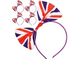 Conjunto de 5 faixas de cabelo com laço Cetim e estampa da banda britânica, perfeitas para festivais e comemorações.