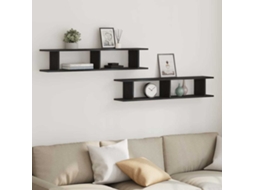 Vidaxl Estantes De Parede 2 Pcs 105x18x20 Cm Carvalho Preto
