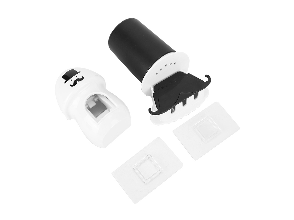 Dispensador de Pasta de Dentes Automático com Suporte para Escova de Dentes, Parede Montado, Abs, Antibacteriano