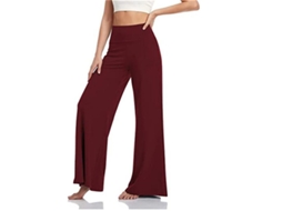 Calça de ioga feminina casual de perna larga, folgada e elástica, tamanhos P-2GG, modelo 2026