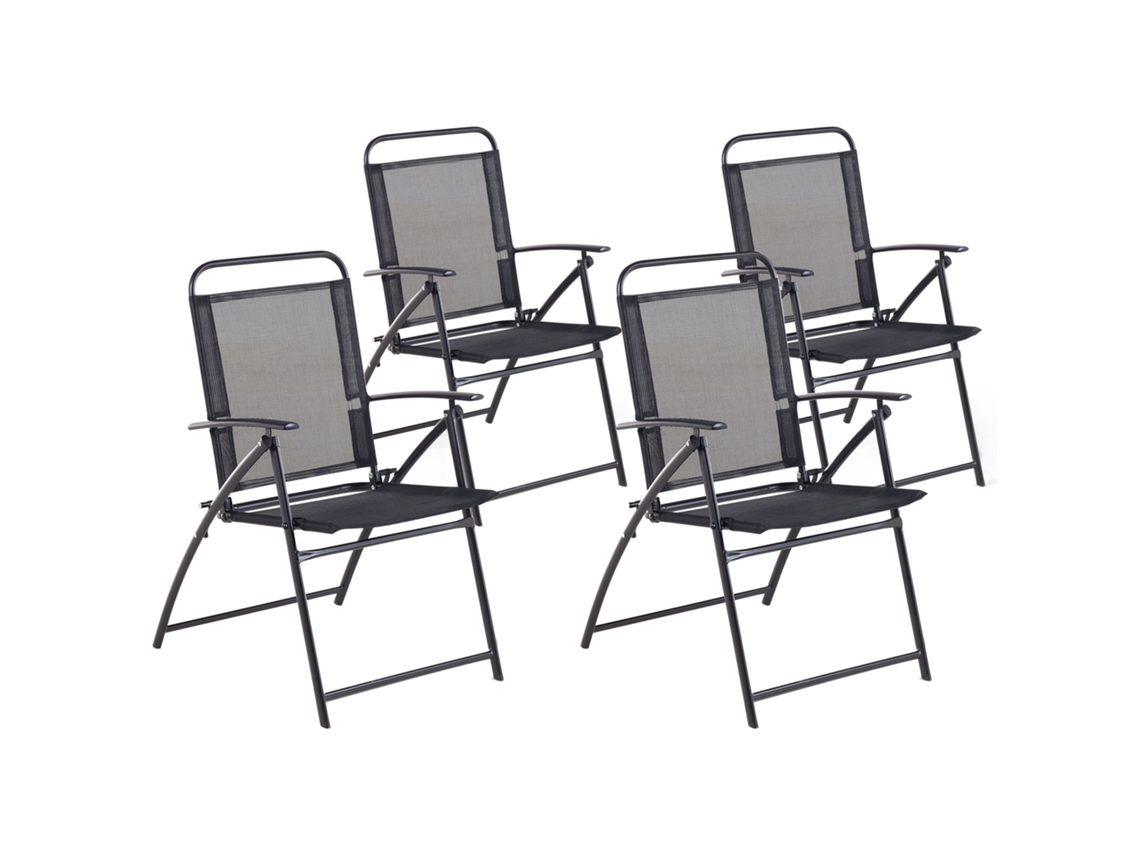 Práctico Y Moderno Conjunto De 4 Sillas De Jardín  Beliani Livo De Acero Negro 48x66x90