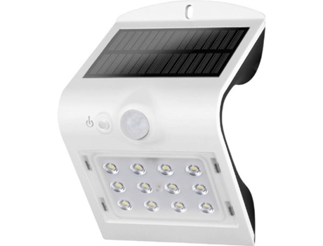 Aplique solar 1,5w 220 lumens recarregável com sensor corpo branco 