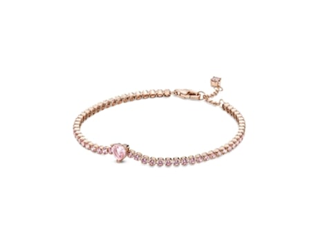 Pulseira Pandora de ouro rosa 14k com sobreposição de coração brilhante 580041c01 PANDORA