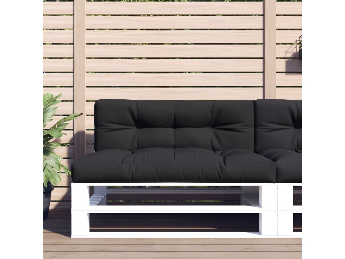 Vidaxl Almofadões De Paletes 2 Pcs Tecido Preto