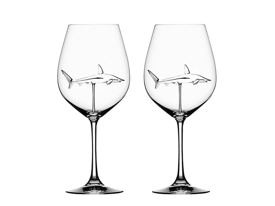 Copo de vinho tinto com tubarão giratório de vidro cristal claro para bar e festas, 300ml com S/MARCA