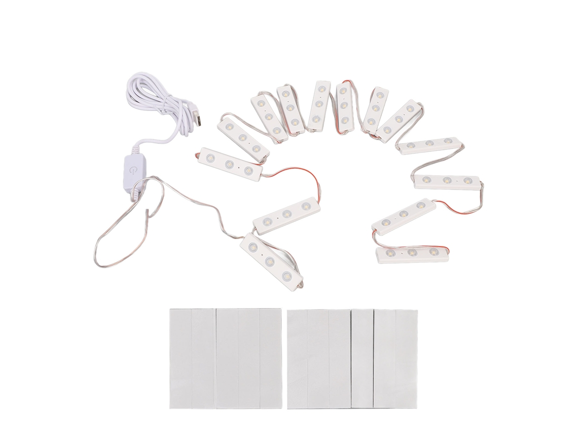 Luz De Espelho De Maquiagem Led, 14 Cordões, Usb Regulável