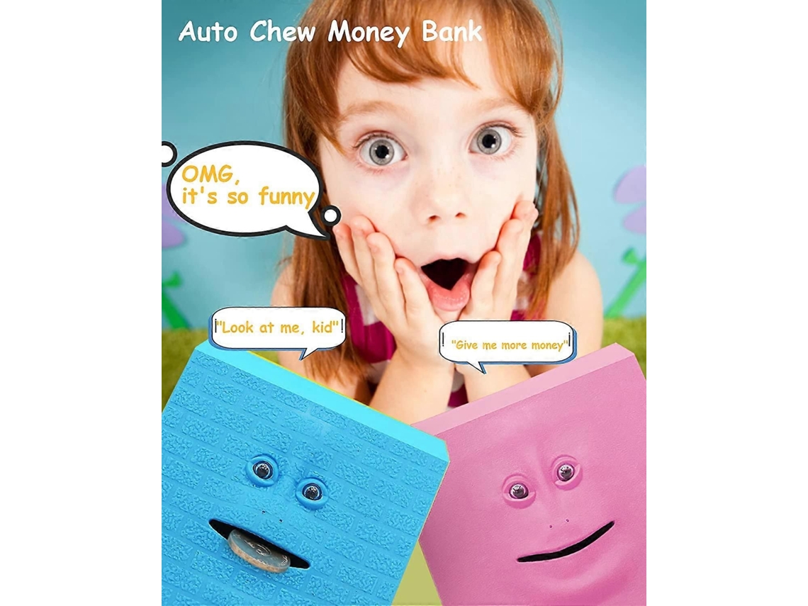 Cofrinho Eletrônico Automático Para Crianças, Modelo Feio E Divertido, Azul