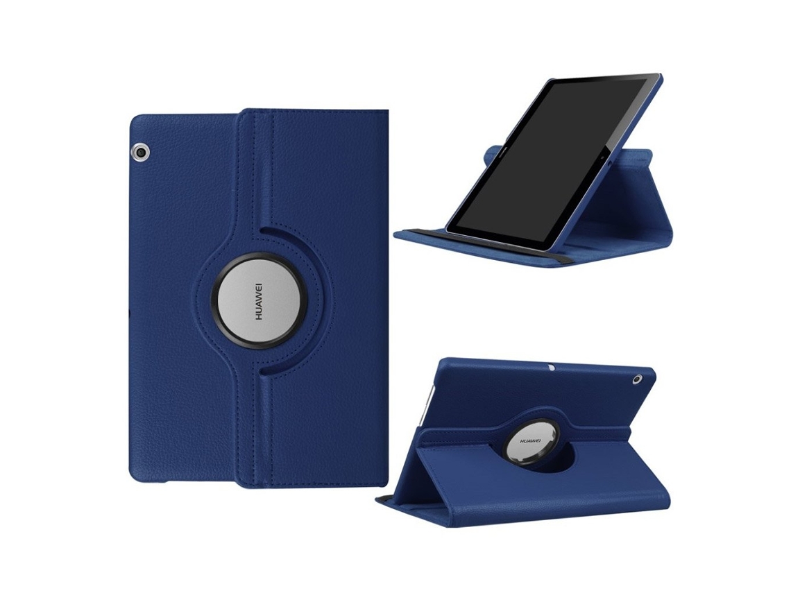 Capa dupla em couro sintético para Huawei Mediapad T3 10, azul escuro.