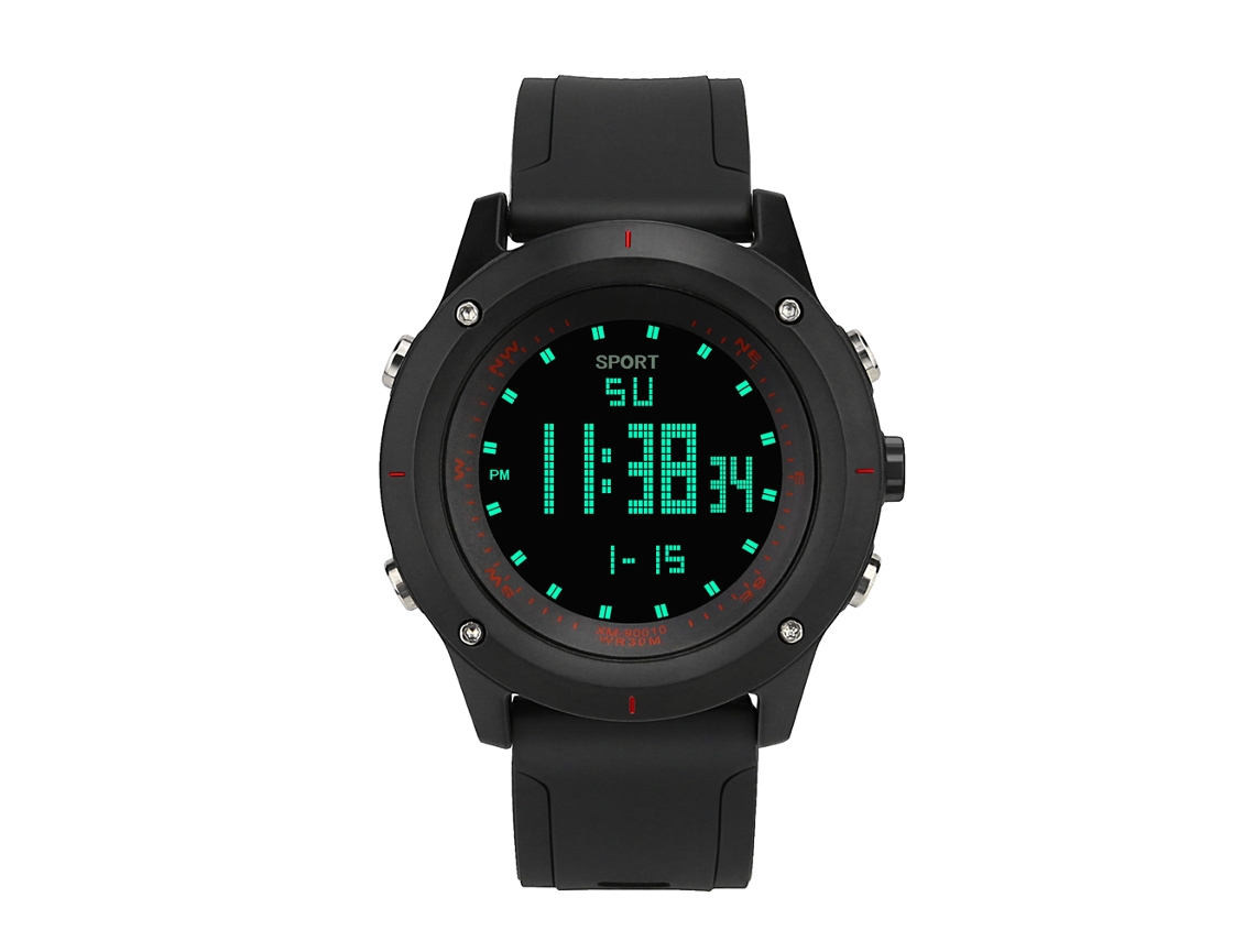 Relógio eletrônico masculino para negócios com pulseira de silicone DZB22 vermelho