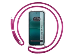 Capa Tumundosmartphone Transparente Para Nothing Phone 4a Pro 5g Com Correia Rosa Fúcsia