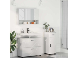 Vidaxl Conjunto De Móveis Para Banheiro 3 Unid. Branco Brilhante