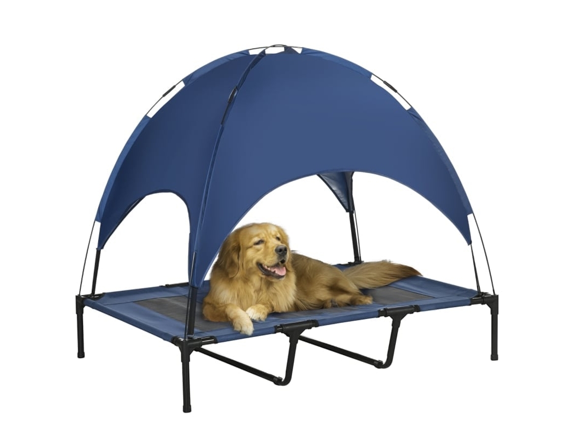 Cama Externa com Cobertura Dobrável Azul 122x92x108cm