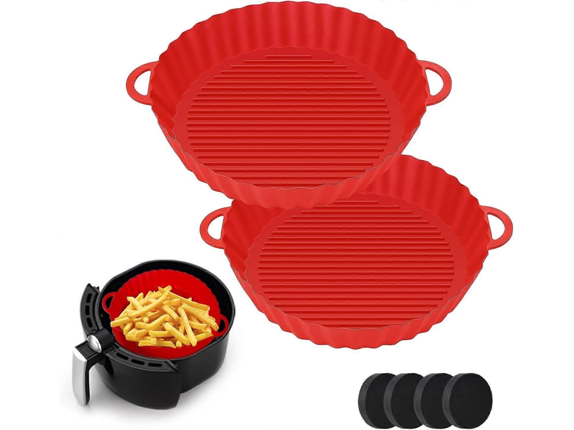 Forros De Silicone Para Fritadeira A Ar, 2 Unidades, Potes Redondos De Silicone Reutilizáveis​​ Para Fritadeira A Ar