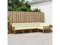Vidaxl Conjunto De Sofás Para Exterior 5 Pcs Natural E Creme