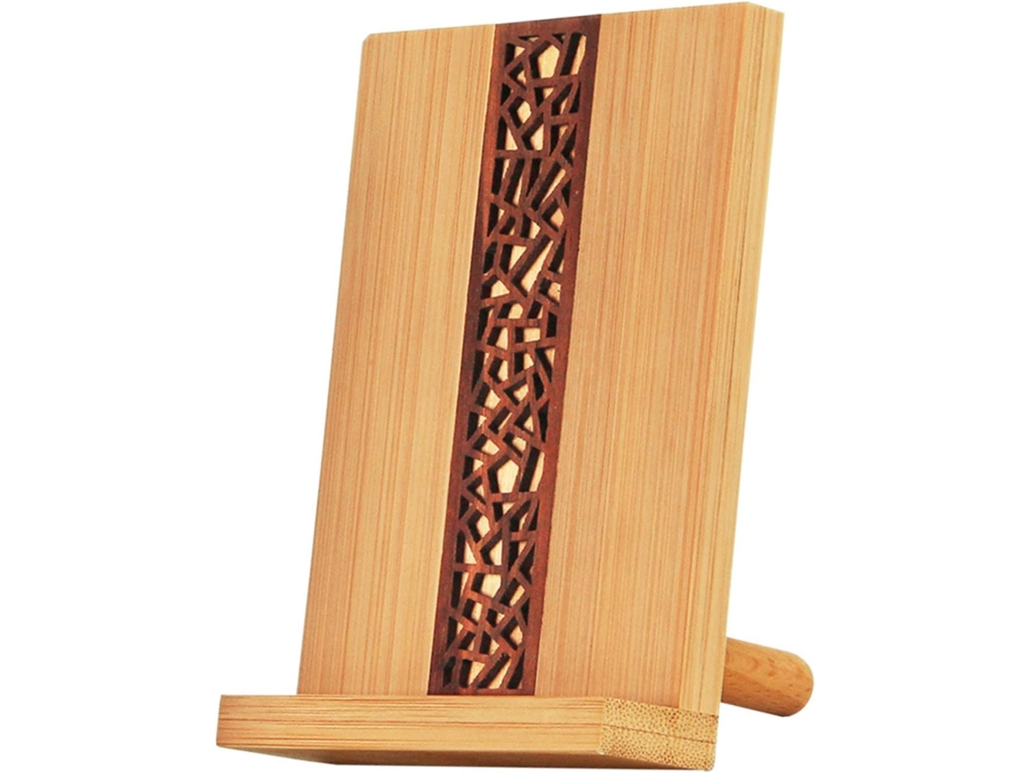 Suporte De Madeira Bege Para Celulares E Tablets.