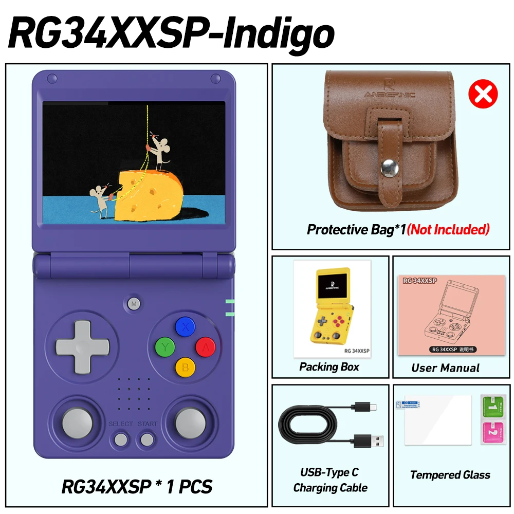Conjunto de 64 Gb Preto com Bolsa Consola de Jogos Rg 35xx Pro MDUG