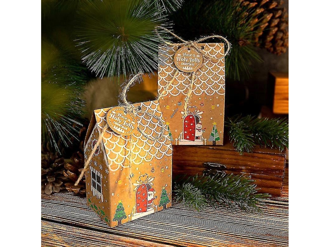 Conjunto De 24 Caixas De Presente Em Formato De Casinha De Gengibre Para Calendário Do Advento, Com Cordão E Adesivo Para Doces Natalinos. Hengjian