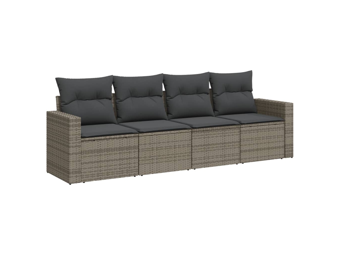 Conjunto de 4 Sofás de Jardim com Almofadões Vime Pe Cinzento MAISON EXCLUSIVE (4 pcs)